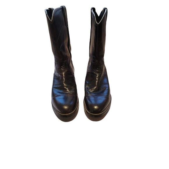 Justin Roper Western Boots Cowboy Leather Men's Sz 9 EE X-Wide Burgundy Brown - Picture 6 of 9